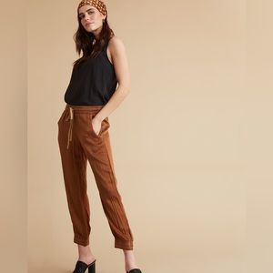 Bella Dahl Jogger Pants Copper Brown Drawstring Pockets Small $148